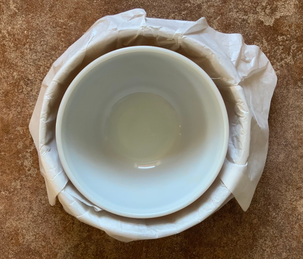 Making second rise bowl for raisin bread to bake in dutch oven