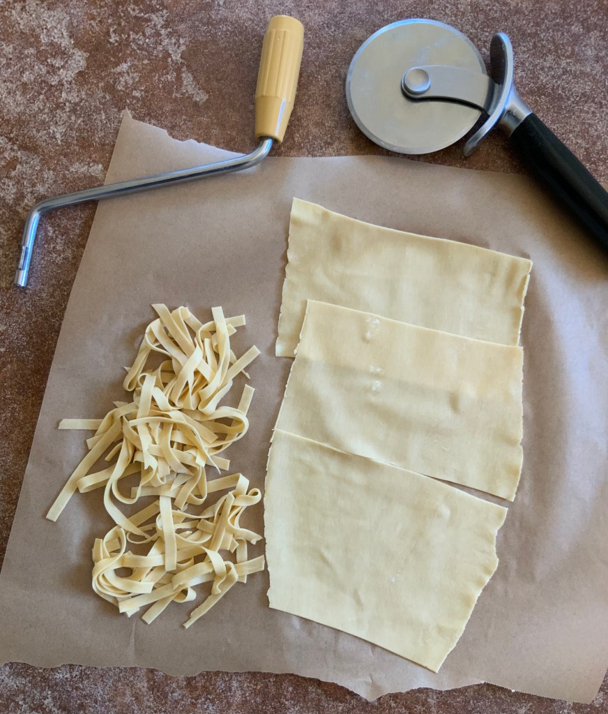 Egg noodles from fettucine blade