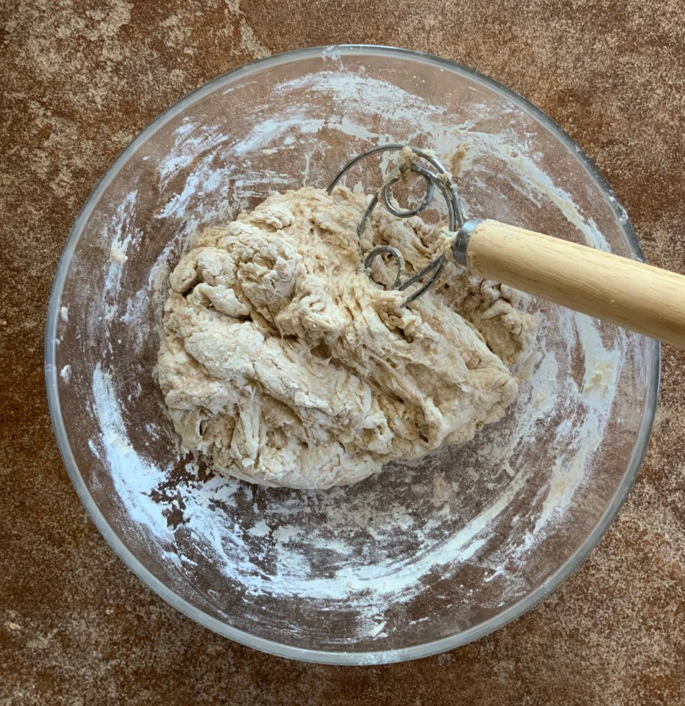 Mix to a clump and leave 60 min to autolyze