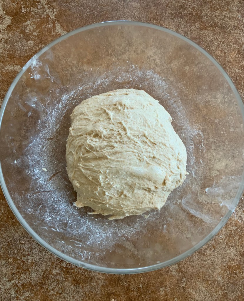 Stretch and fold 2..stretchier dough..a few large air bubbles arecappearing.